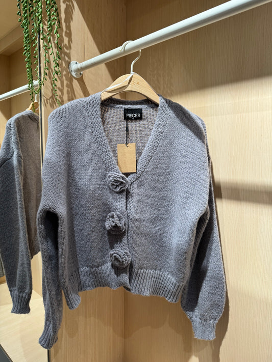 PCFATIMA Knit Cardigan - Medium Grey Melange